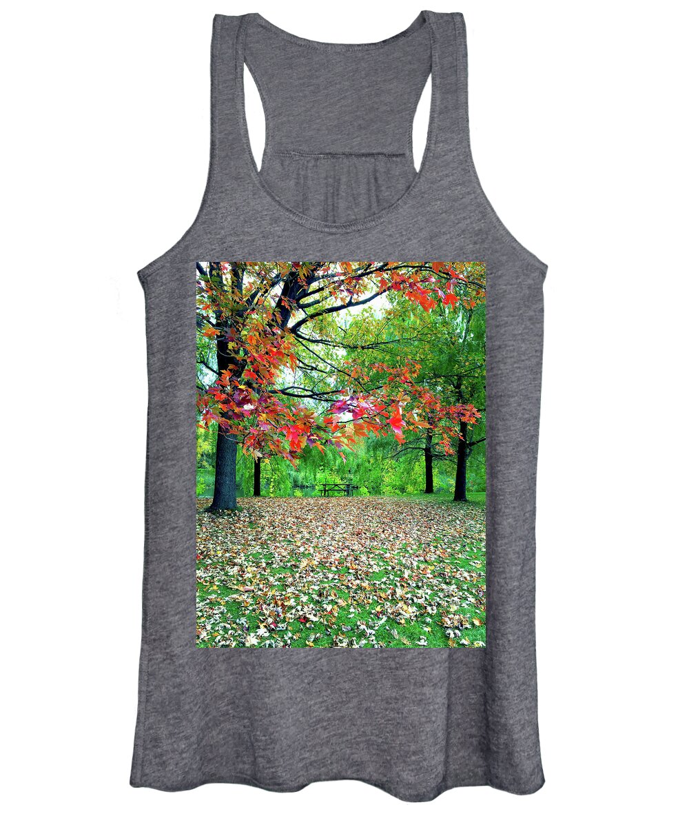 Trees Women's Tank Top featuring the photograph Vibrant autumn landscape by GoodMood Art