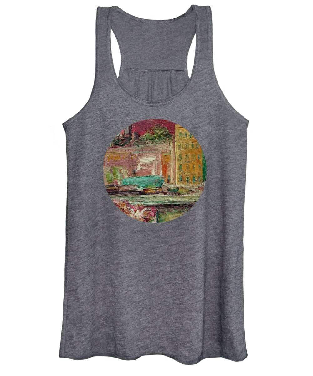 Cityscape Women's Tank Top featuring the painting View from a Balcony by Mary Wolf
