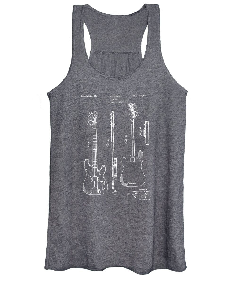Vintage Women's Tank Top featuring the photograph Vintage 1953 Fender Base Patent by Bill Cannon