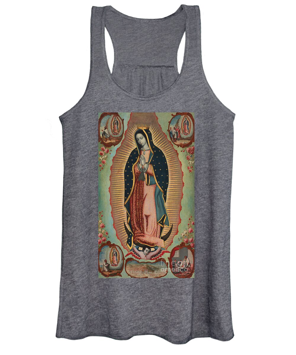 Virgin Of Guadalupe Women's Tank Top featuring the painting Virgin of Guadalupe by Nicolas Enriquez