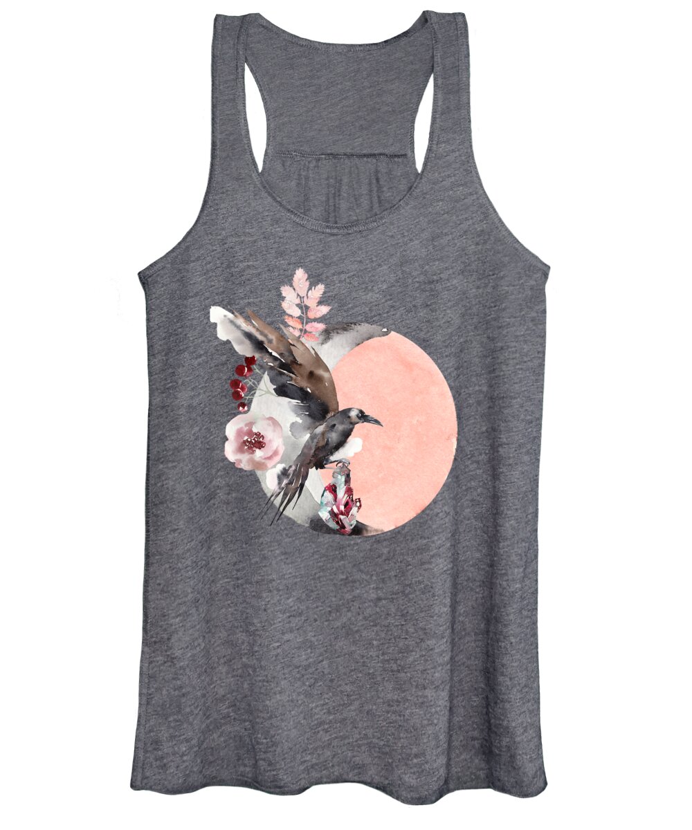 Moon Women's Tank Top featuring the painting Visions Of Crystal Eyed Ravens by Little Bunny Sunshine