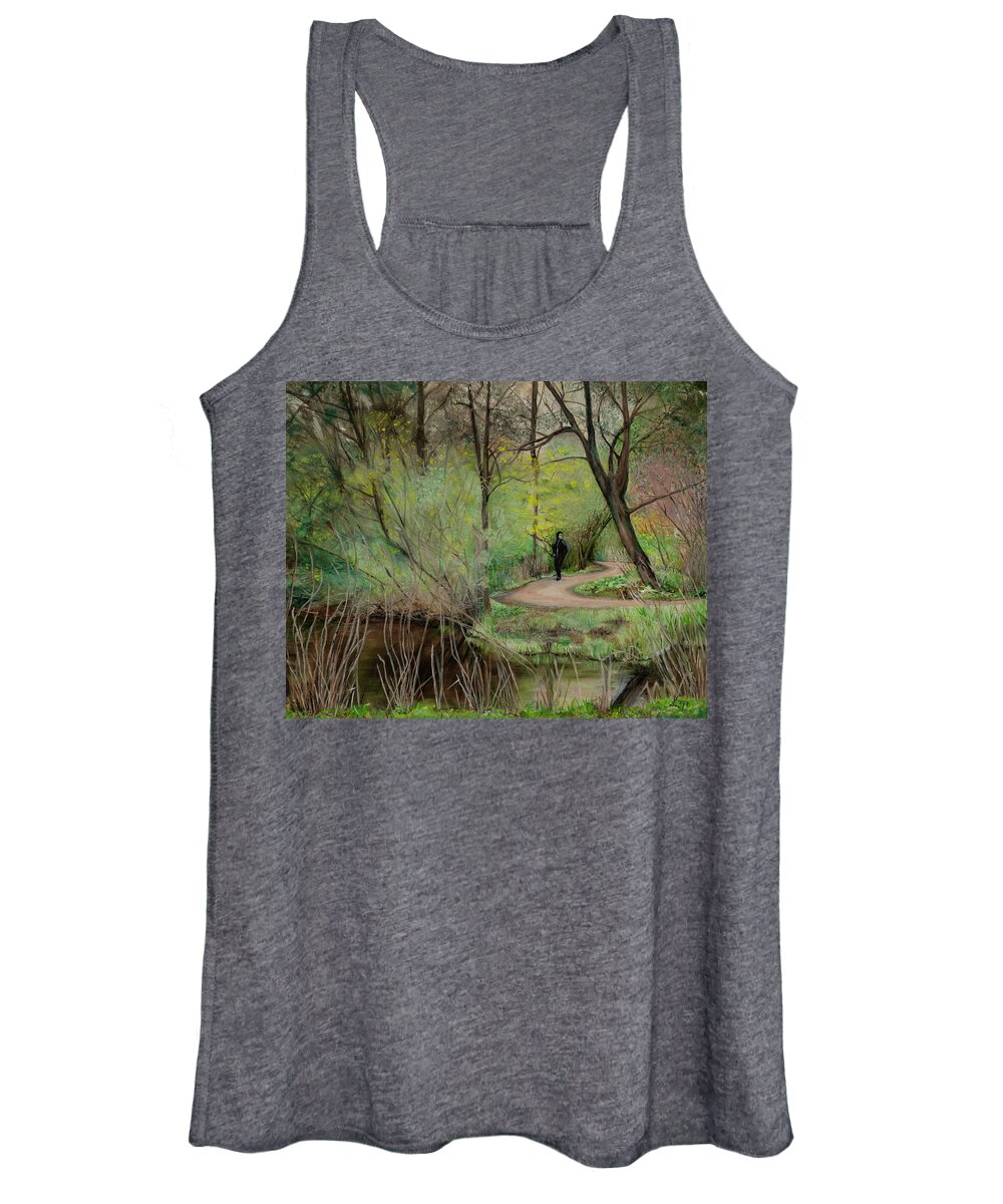 Inspiration Landscape Women's Tank Top featuring the painting Vondelpark, Amsterdam by Kathy Knopp