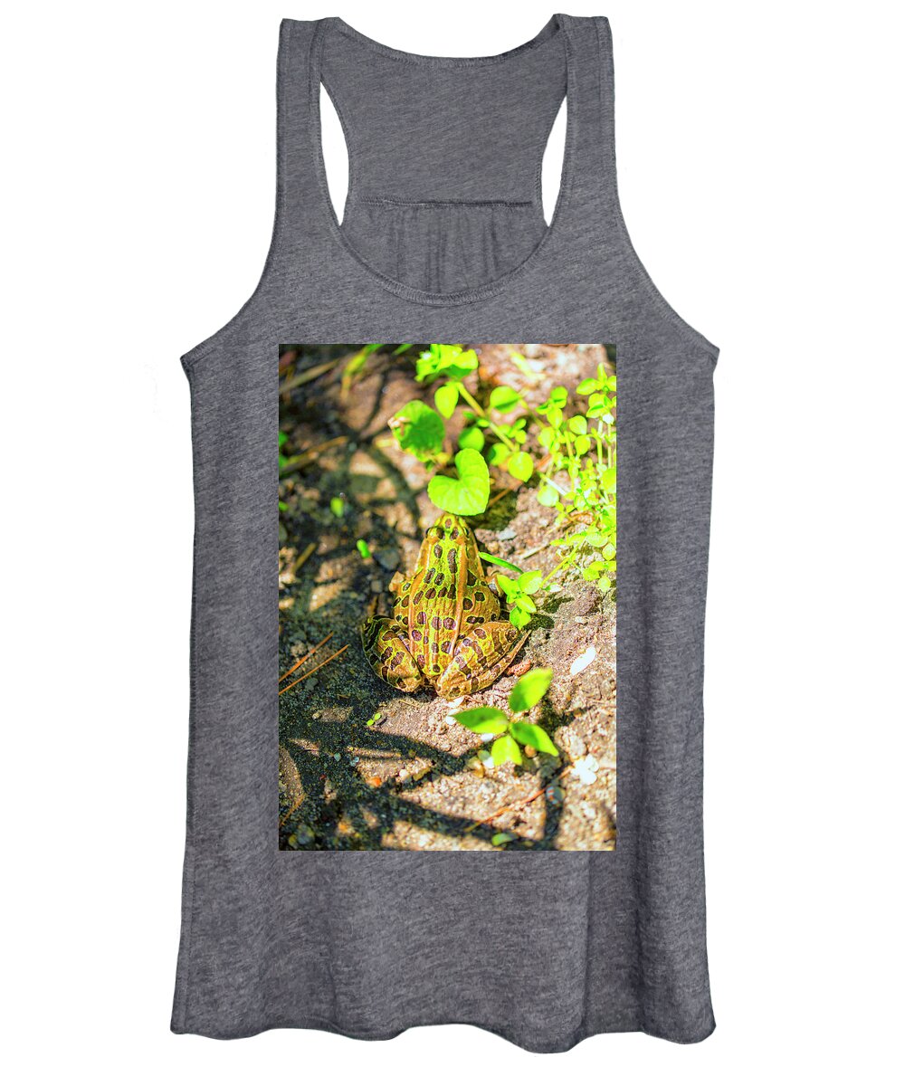 Garden Frog Women's Tank Top featuring the photograph Waiting for lunch by Nancy Dunivin