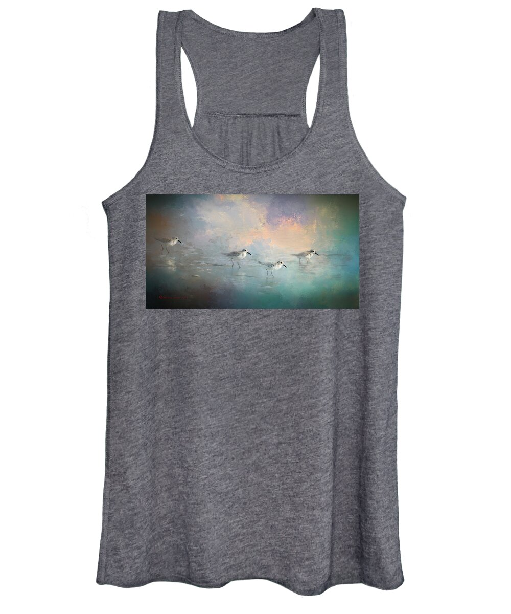 Birds Women's Tank Top featuring the digital art Walking Into The Sunset by Marvin Spates