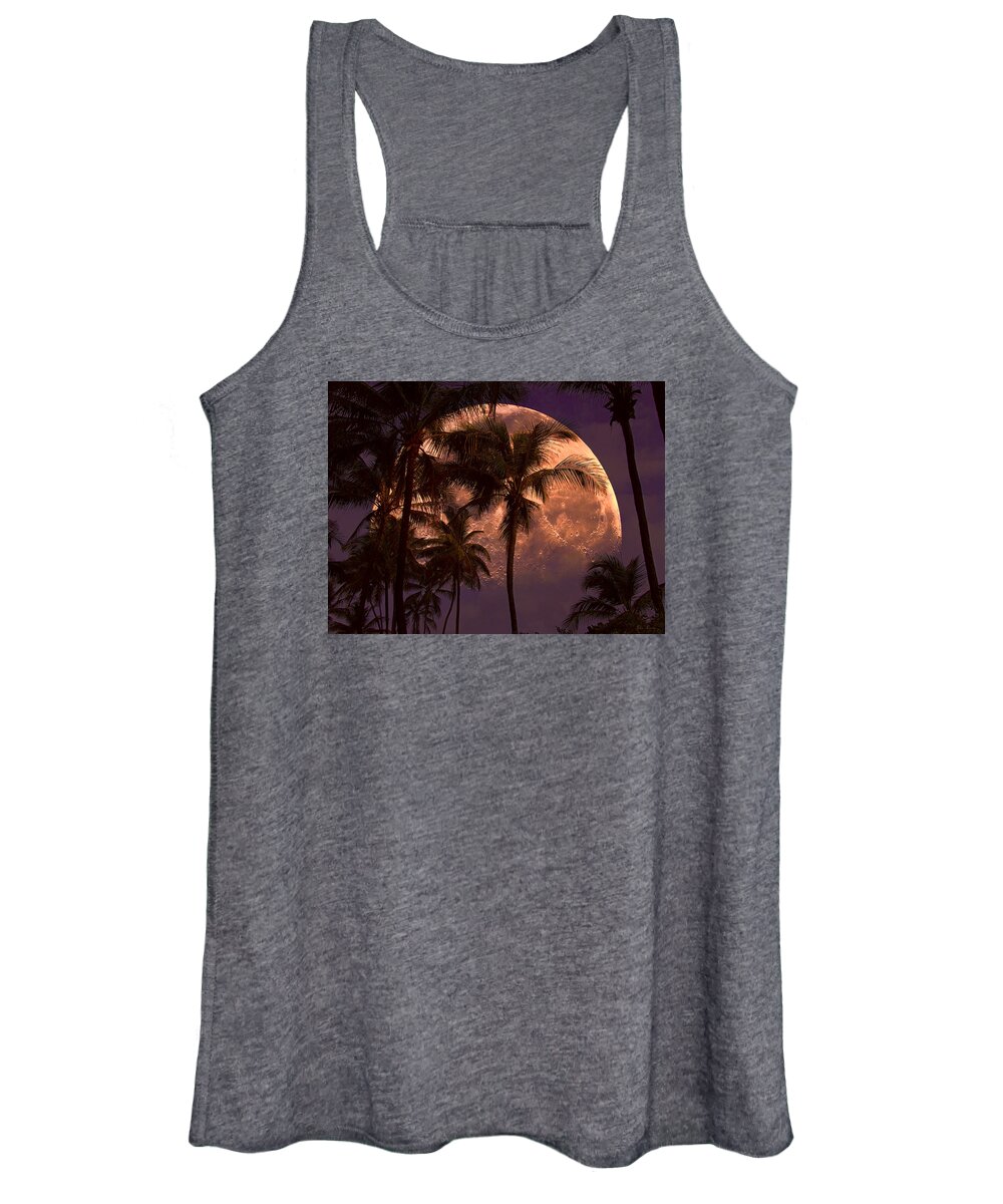 Moon Women's Tank Top featuring the photograph Warm Tropical Nights by John Rivera