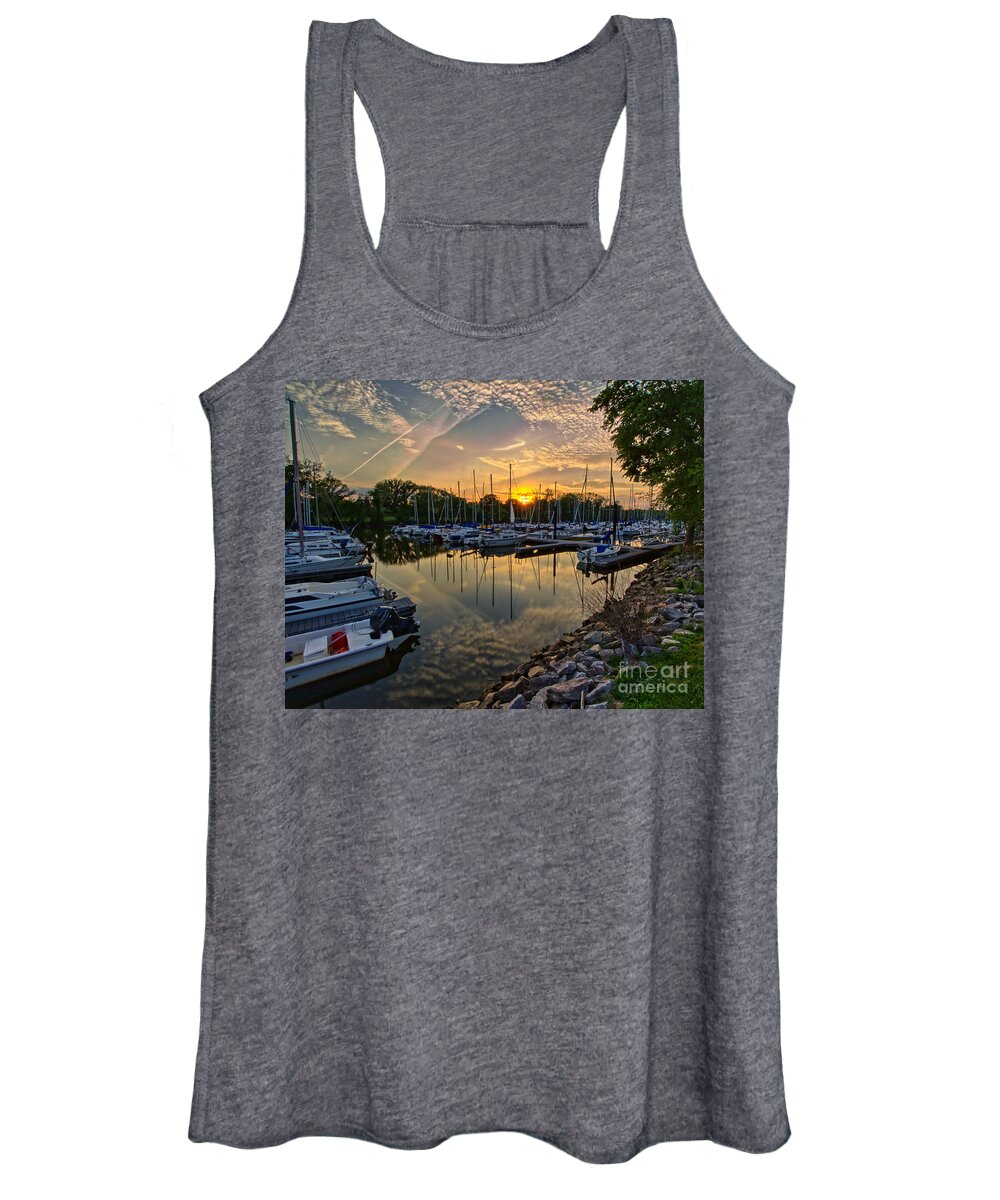 Sunsets Women's Tank Top featuring the photograph Washington Sailing Marina by Rod Best