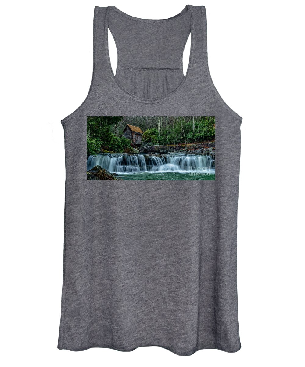 Babcock State Park Women's Tank Top featuring the photograph Waterfall in the Rain by Thomas R Fletcher