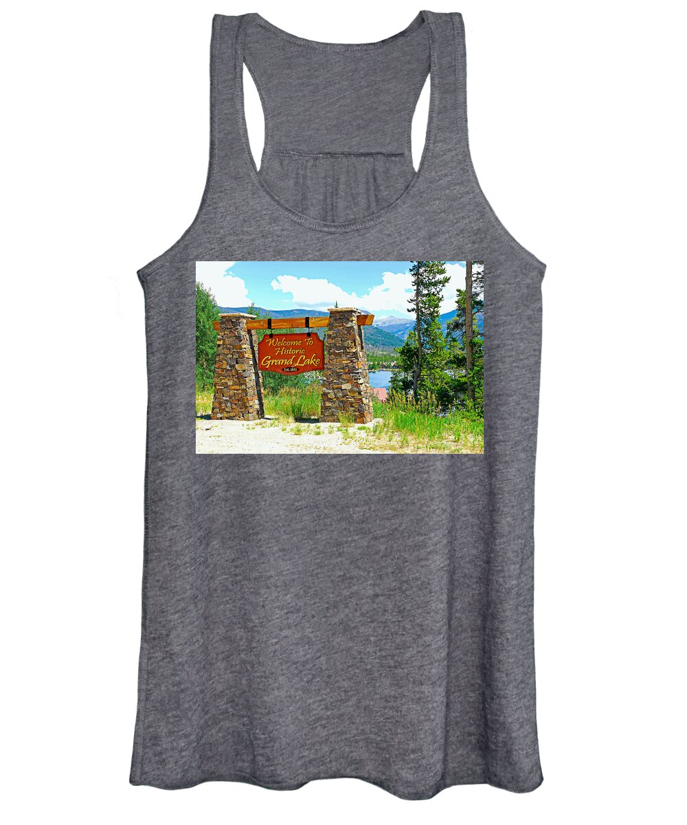 Welcome Women's Tank Top featuring the photograph Welcome to Grand Lake by Robert Meyers-Lussier