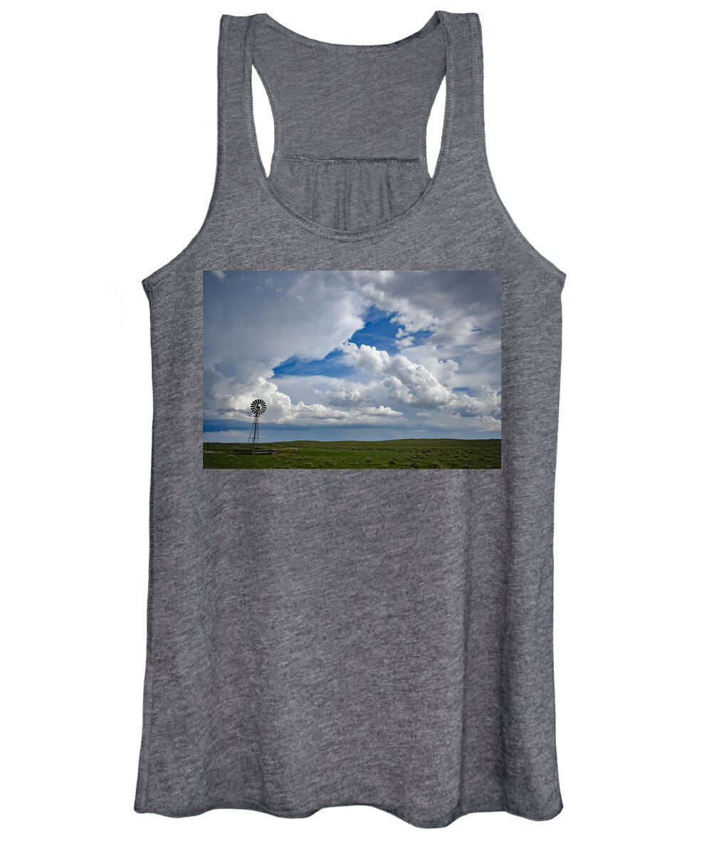Weld County Women's Tank Top featuring the photograph Weld County Windmill by Christopher Thomas