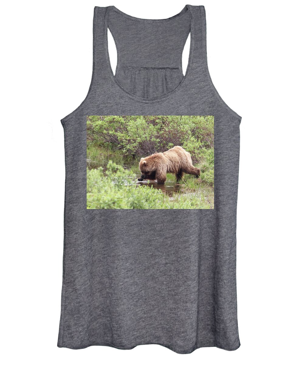 Grizzly Women's Tank Top featuring the photograph What's This? by Jean Clark