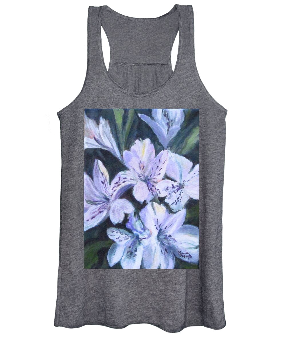 Acrylic Women's Tank Top featuring the painting White Peruvian Lily by Paula Pagliughi
