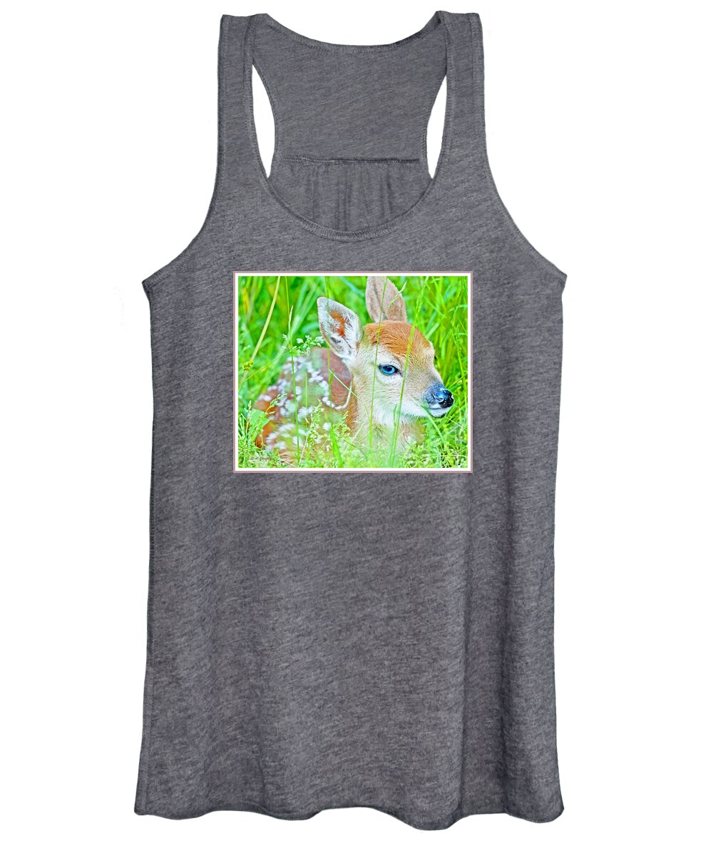 Vulnerable Women's Tank Top featuring the photograph Whitetailed Deer Fawn by A Macarthur Gurmankin