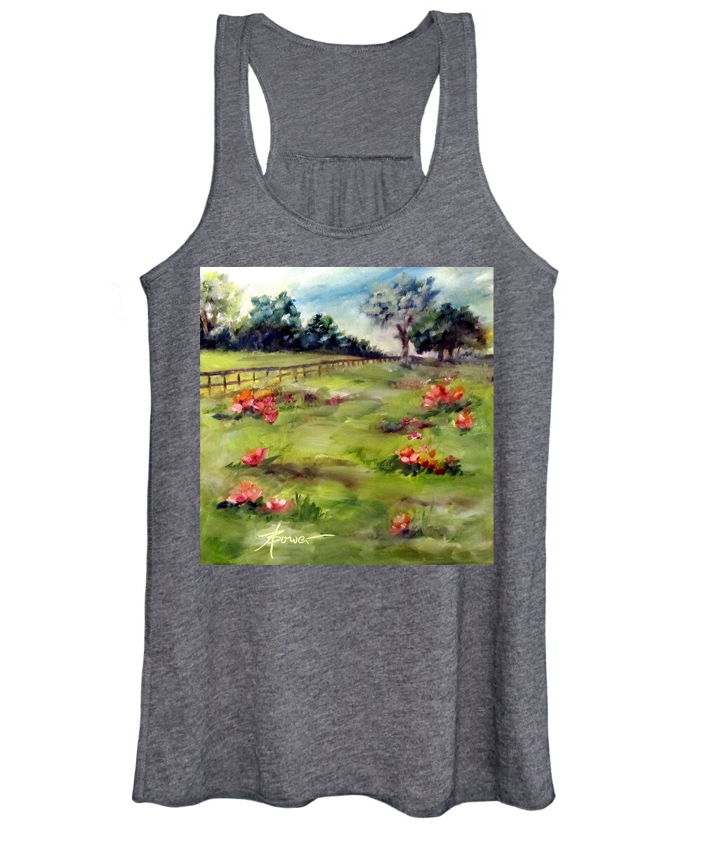 Wild Flowers Women's Tank Top featuring the painting Texas Wild Flower Road Trip by Adele Bower