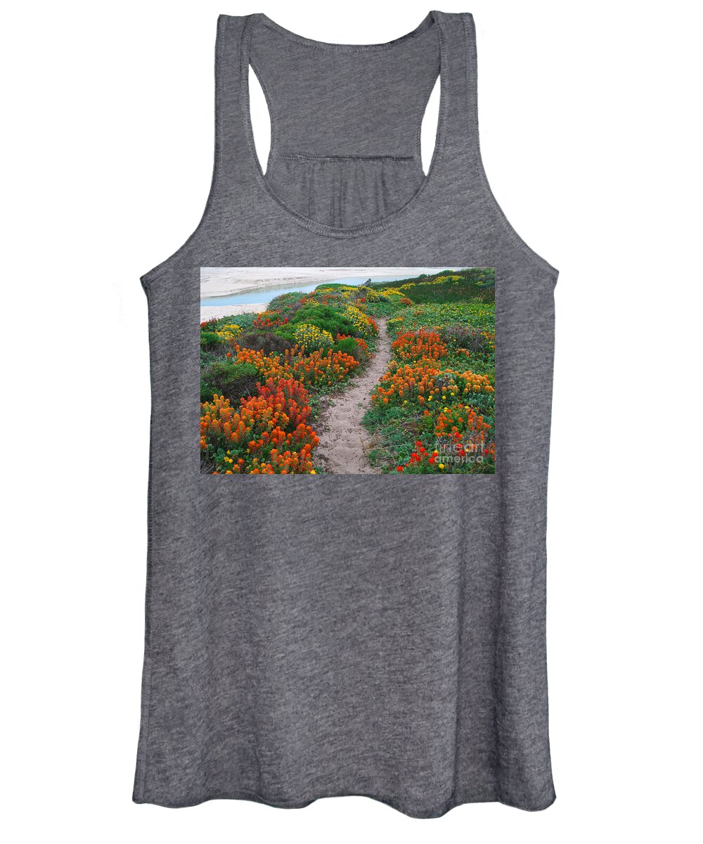 Wildflower Women's Tank Top featuring the photograph Wildflower Path at Ribera Beach by Charlene Mitchell