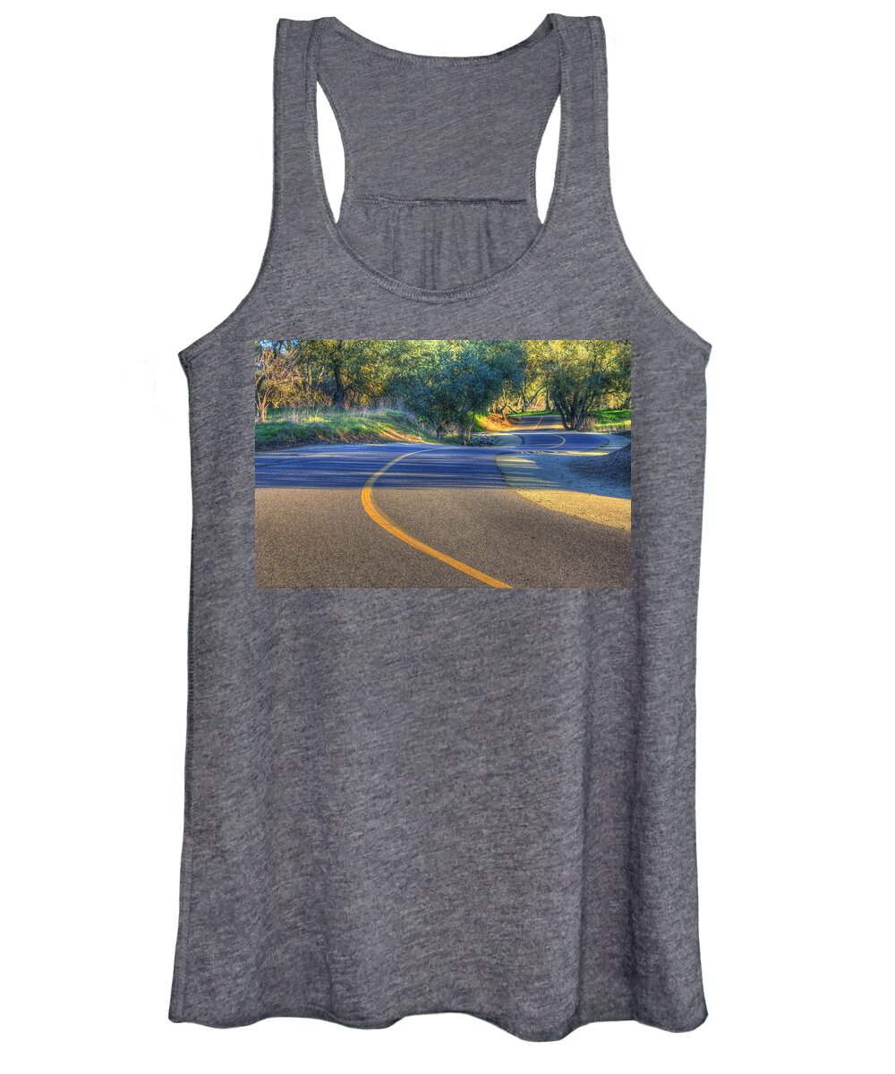 Hdr Women's Tank Top featuring the photograph Winding Bike Trail by Randy Wehner