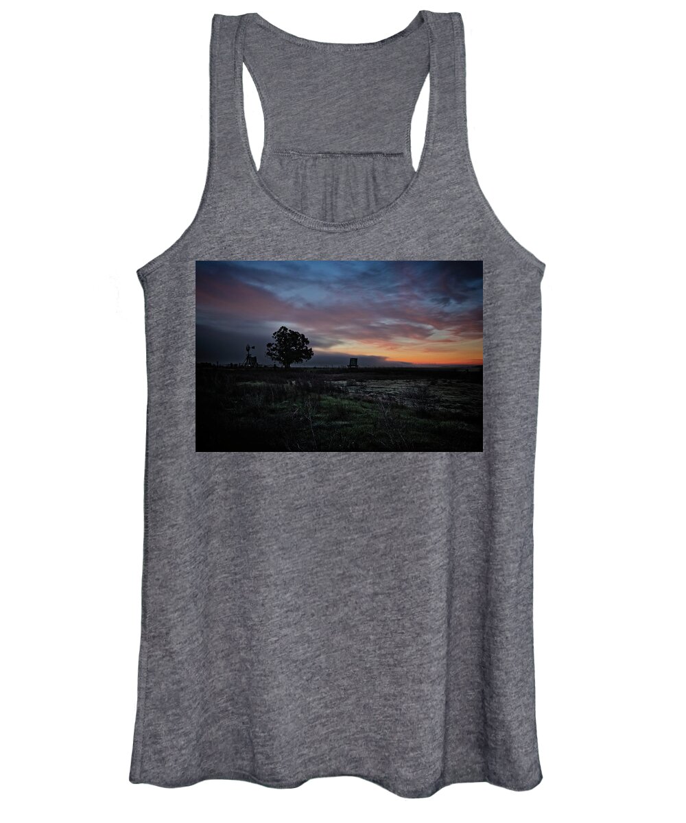 Sunrise Women's Tank Top featuring the photograph Windmill Sunrise by Bruce Bottomley