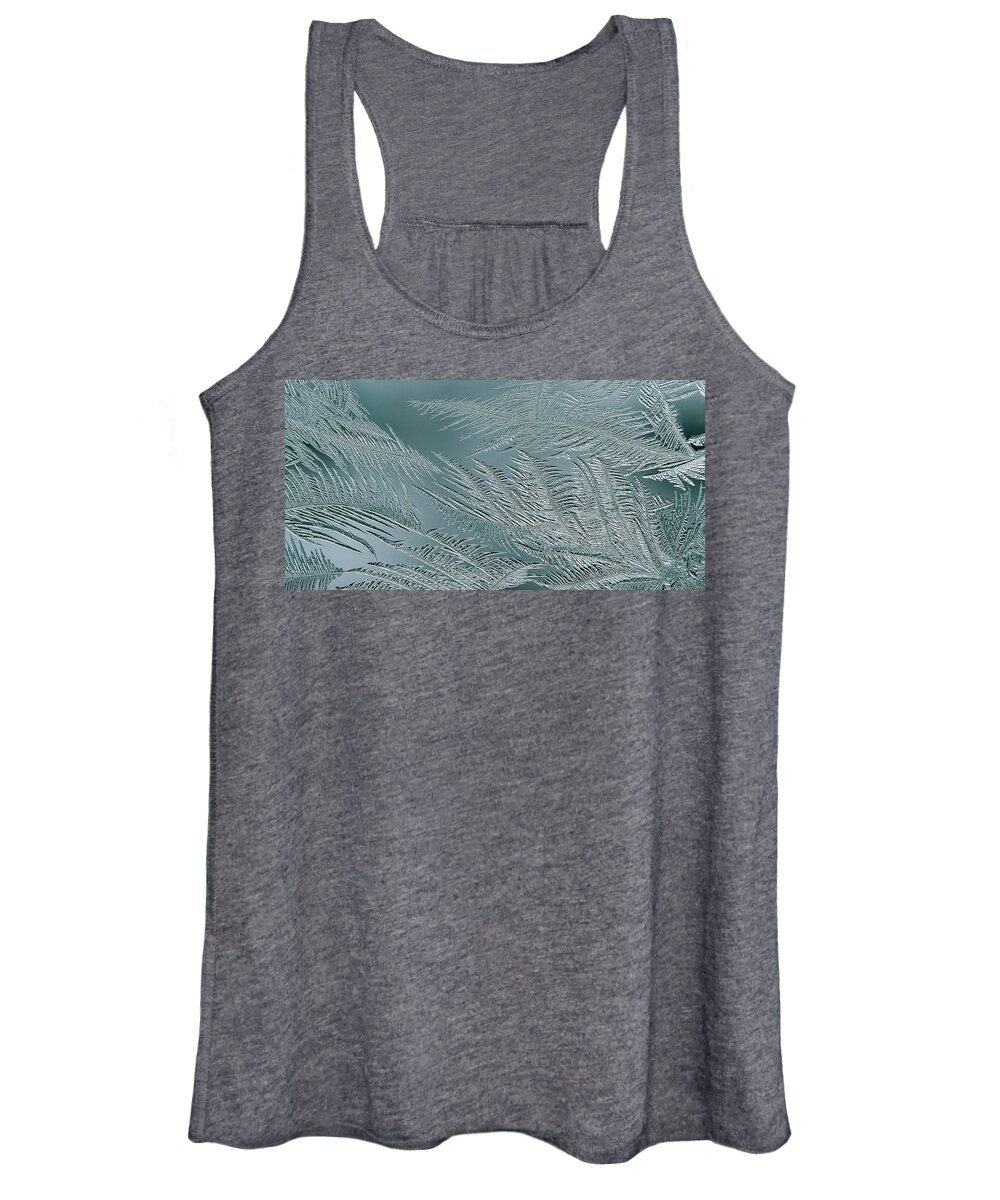 Abstract Women's Tank Top featuring the photograph Window Frost Abstract - 297 by Rick Shea