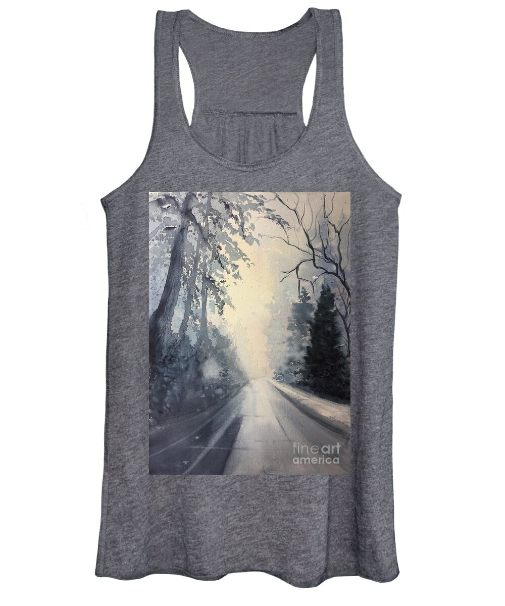 Watercolor Women's Tank Top featuring the painting Winter Blues by Watercolor Meditations