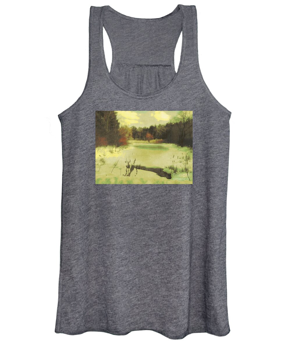 Landscape Women's Tank Top featuring the photograph Winter in New Hampshire by Marcia Lee Jones
