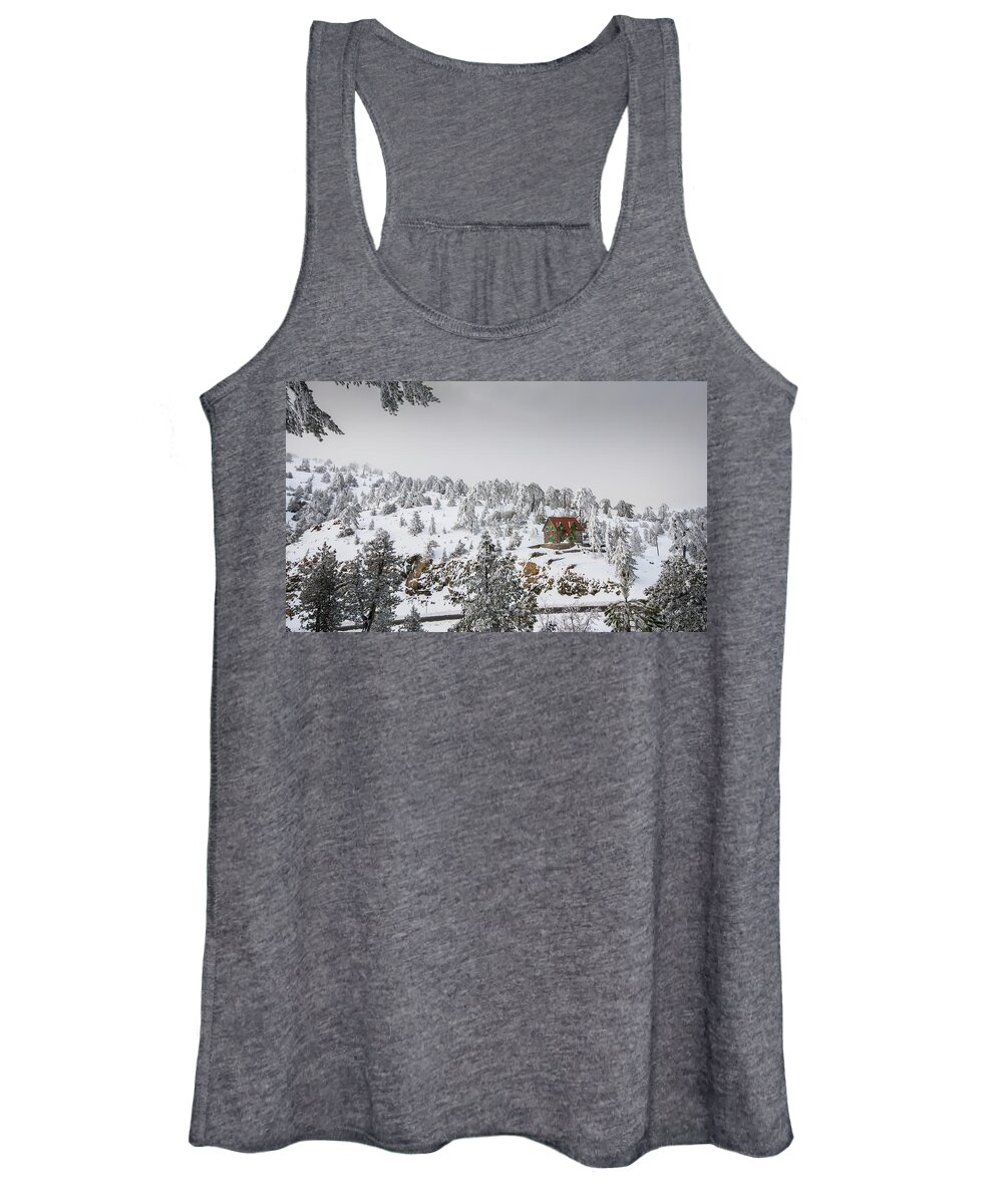 Michalakis Ppalis Women's Tank Top featuring the photograph Winter landscape Troodos mountains Cyprus by Michalakis Ppalis