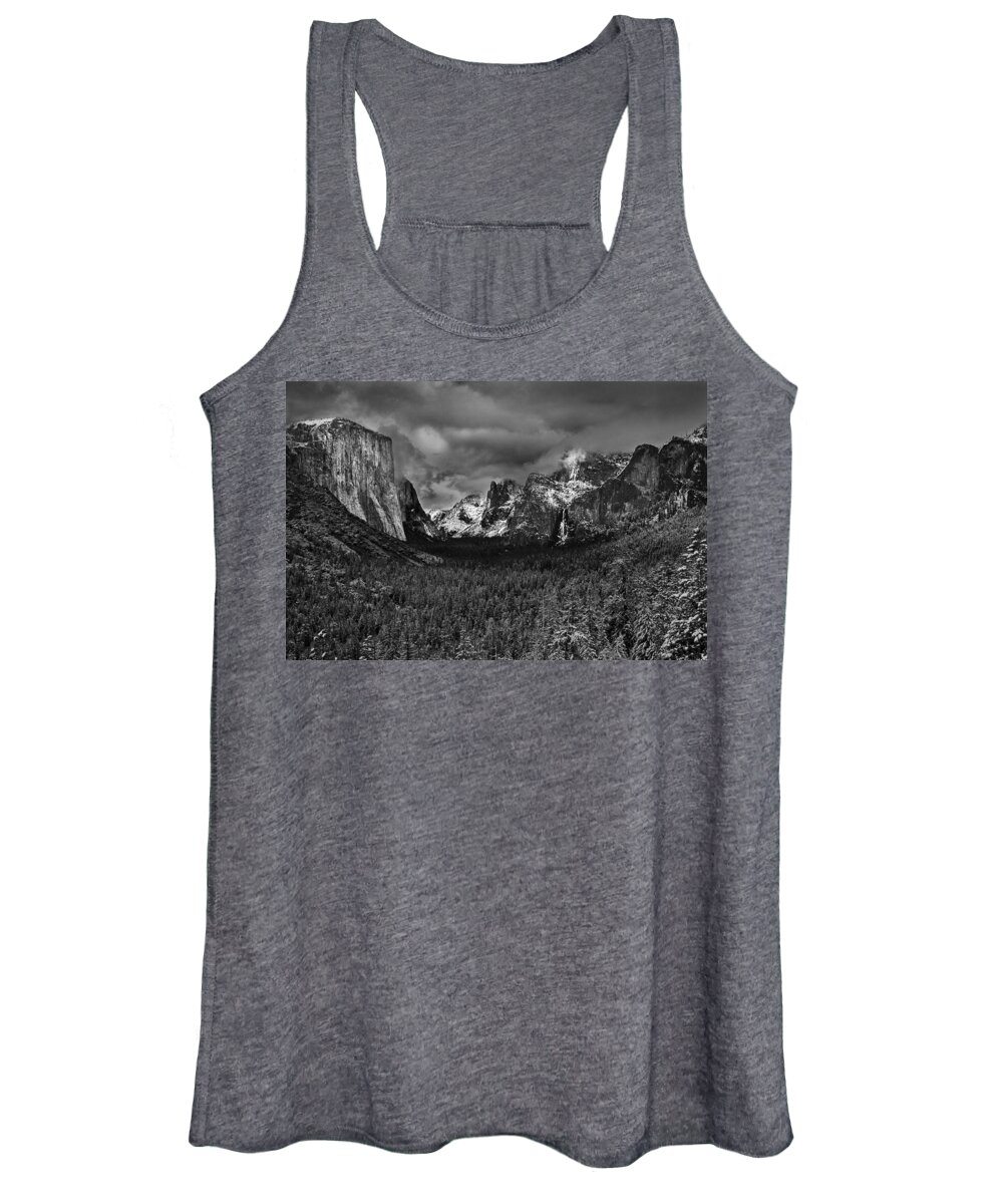 Tree Women's Tank Top featuring the photograph Winter Storm Tunnel View Yosemite Valley by Lawrence Knutsson