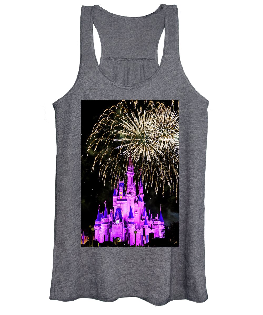 Disney Women's Tank Top featuring the photograph Wishes fireworks Disney world by Andy Myatt
