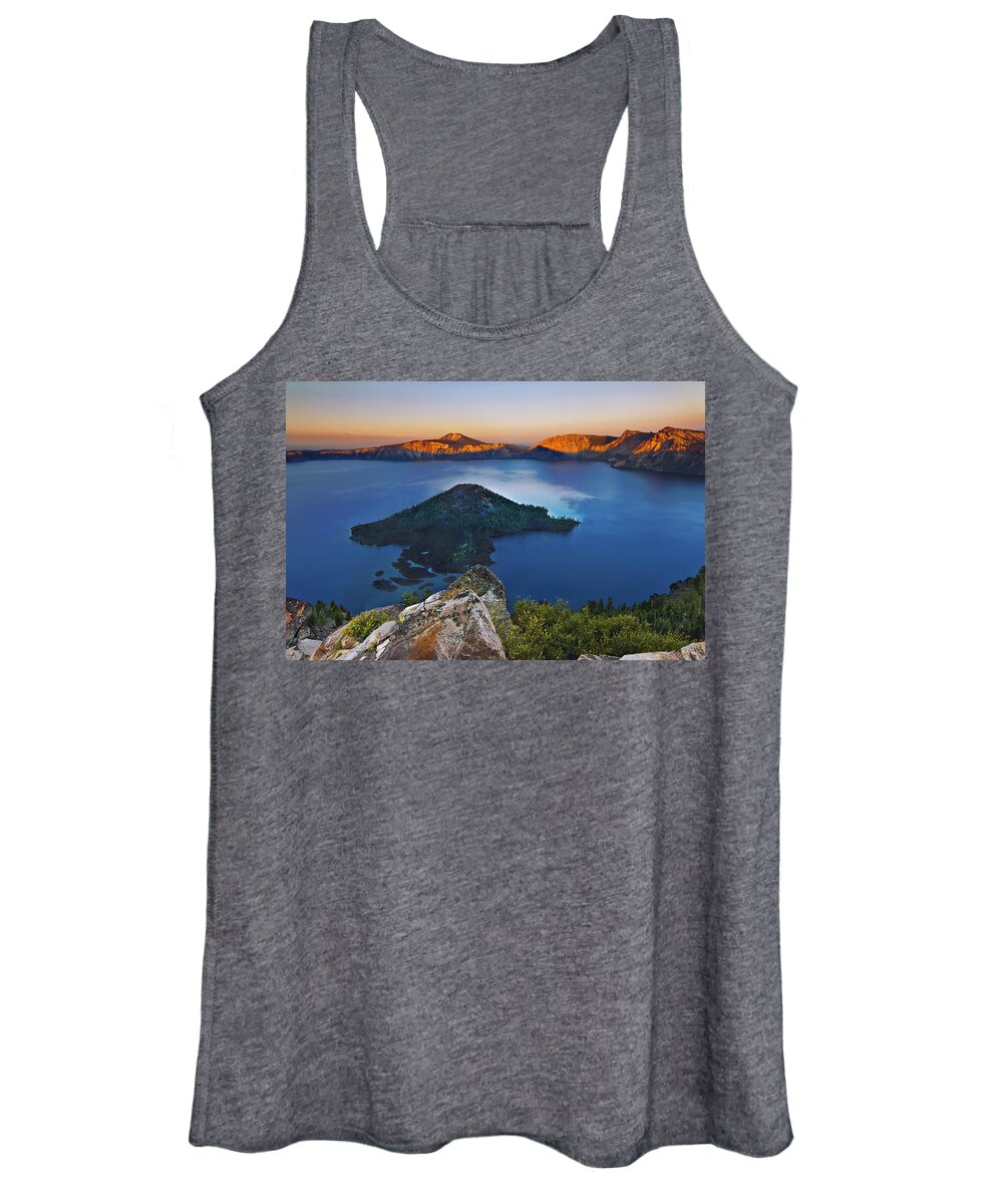 Lake Women's Tank Top featuring the photograph Wizard at Sunset by John Christopher