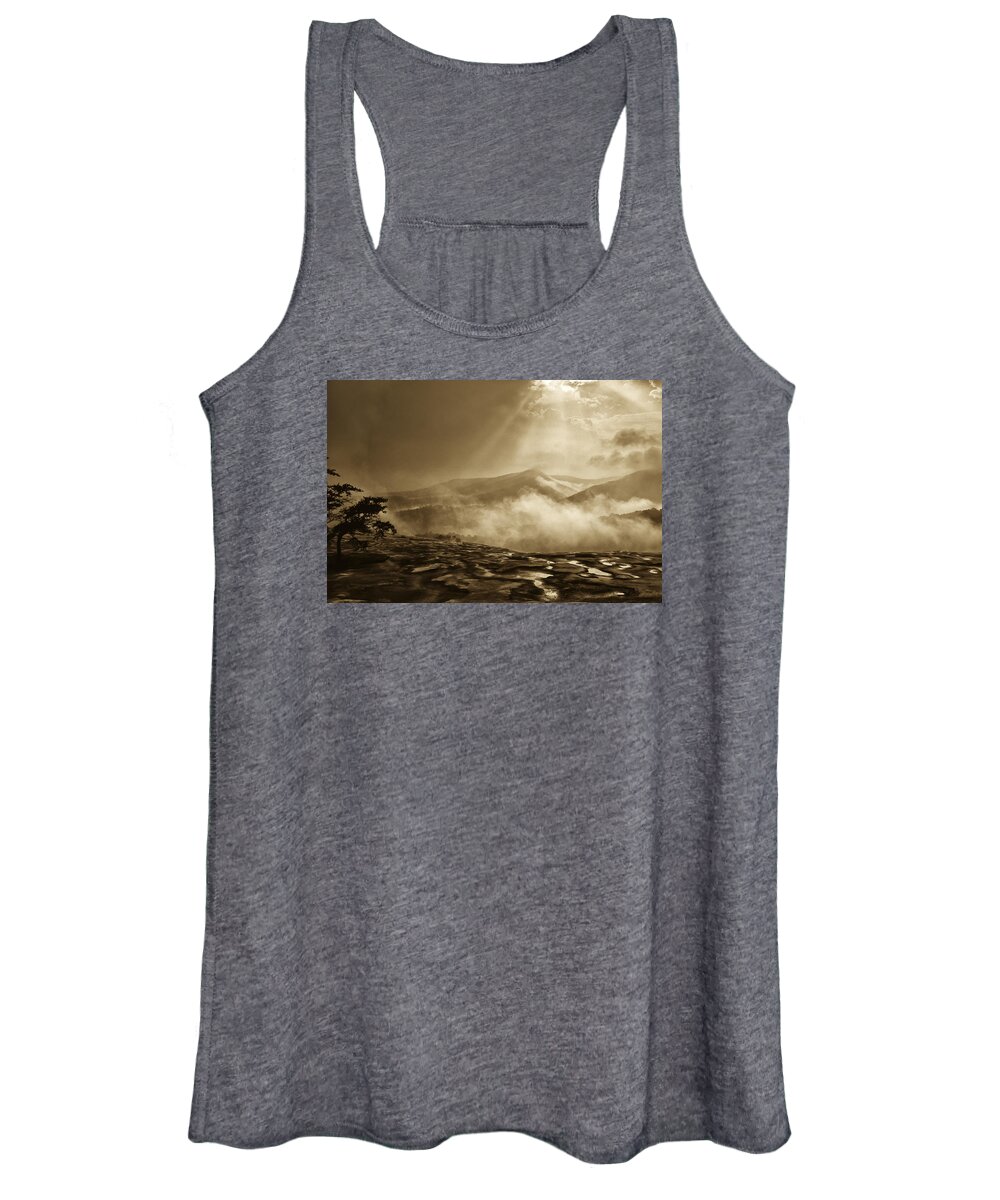 Stone Mountain State Park Women's Tank Top featuring the photograph Wolf Rock After the Storm At Stone Mountain by John Harmon