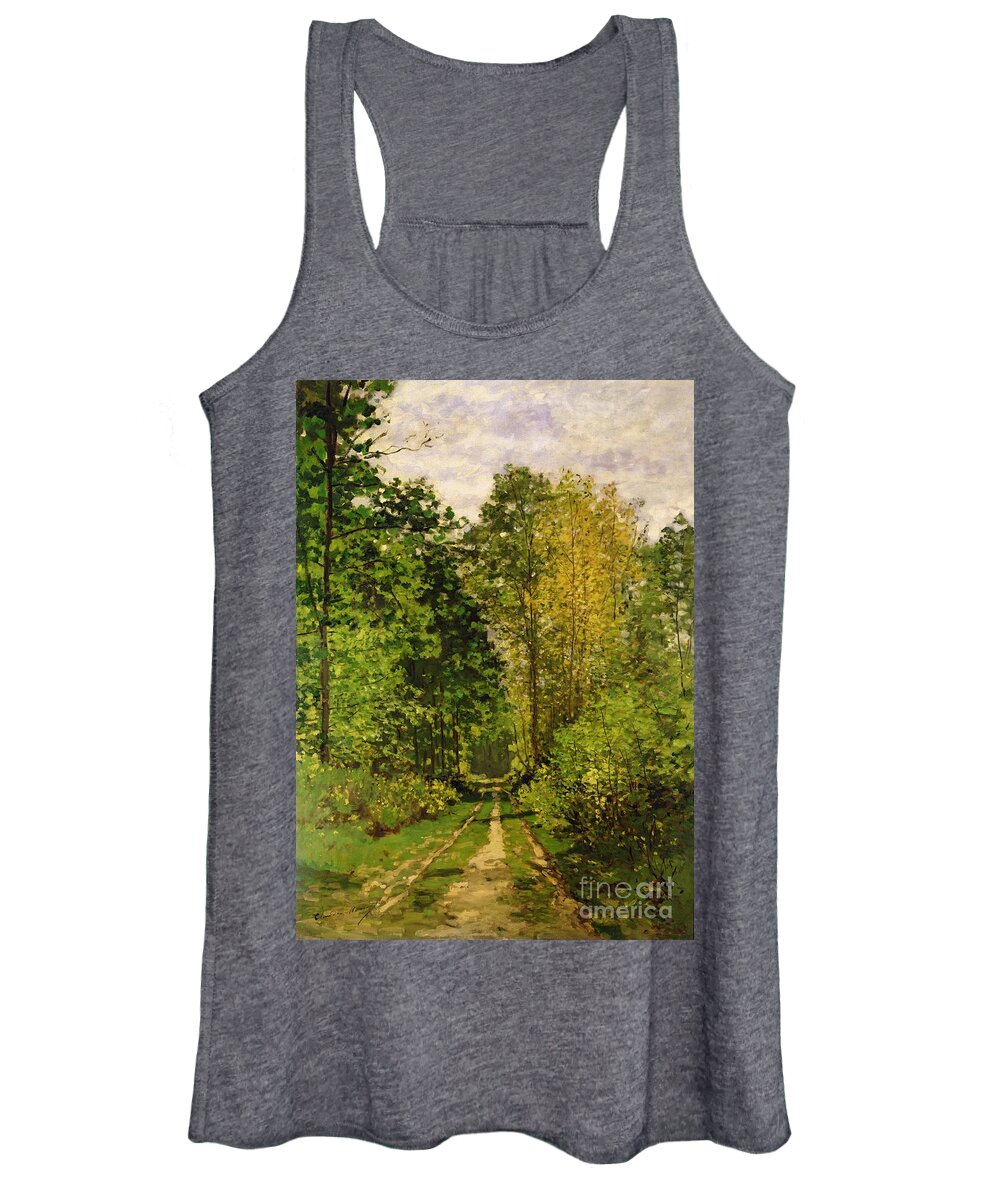 Wooded Path Women's Tank Top featuring the painting Wooded Path by Claude Monet