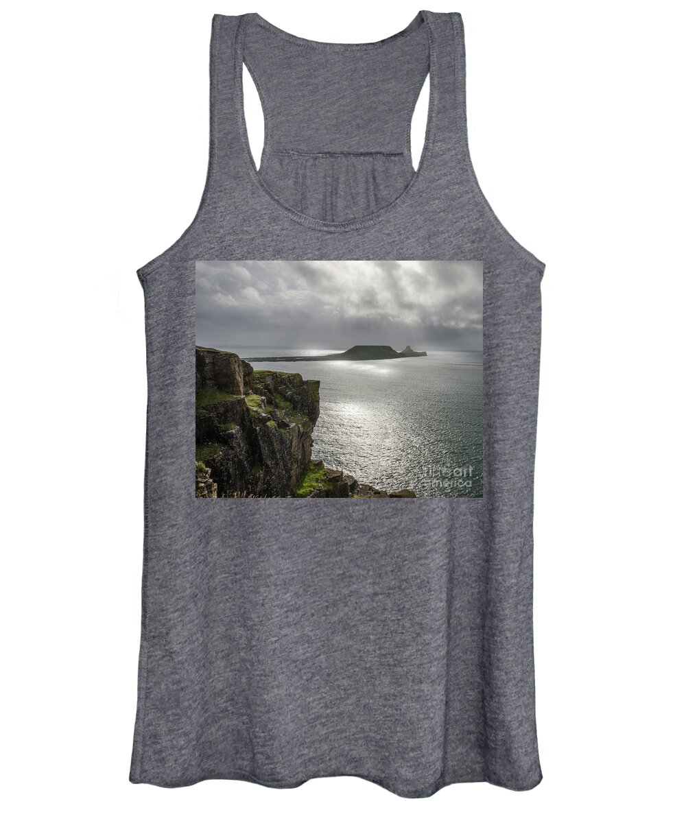 Worms Women's Tank Top featuring the photograph Worms Head, Rhossili Bay 2 by Perry Rodriguez