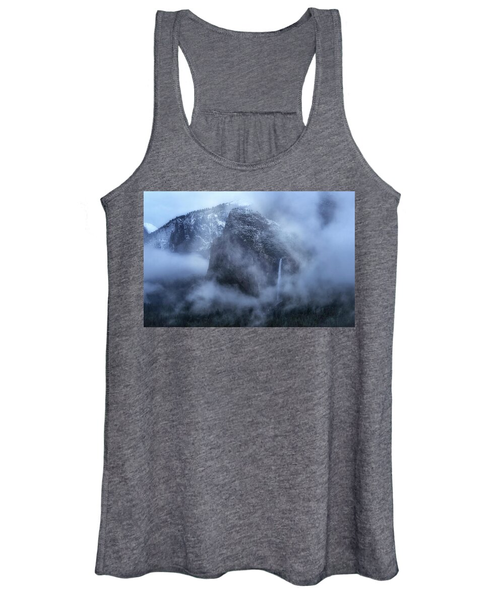 Bridalveil Falls Women's Tank Top featuring the photograph Wrapped in Fog by Nicki Frates