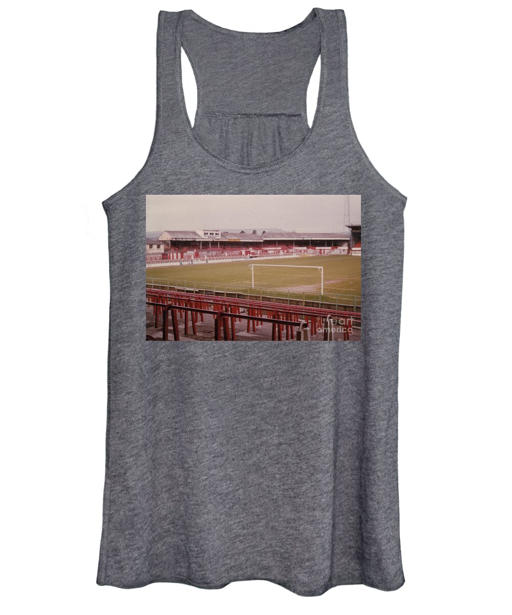 Stadium Women's Tank Top featuring the photograph Wrexham FC - Racecourse Ground - Mold Road Stand 1 - 1980s by Legendary Football Grounds