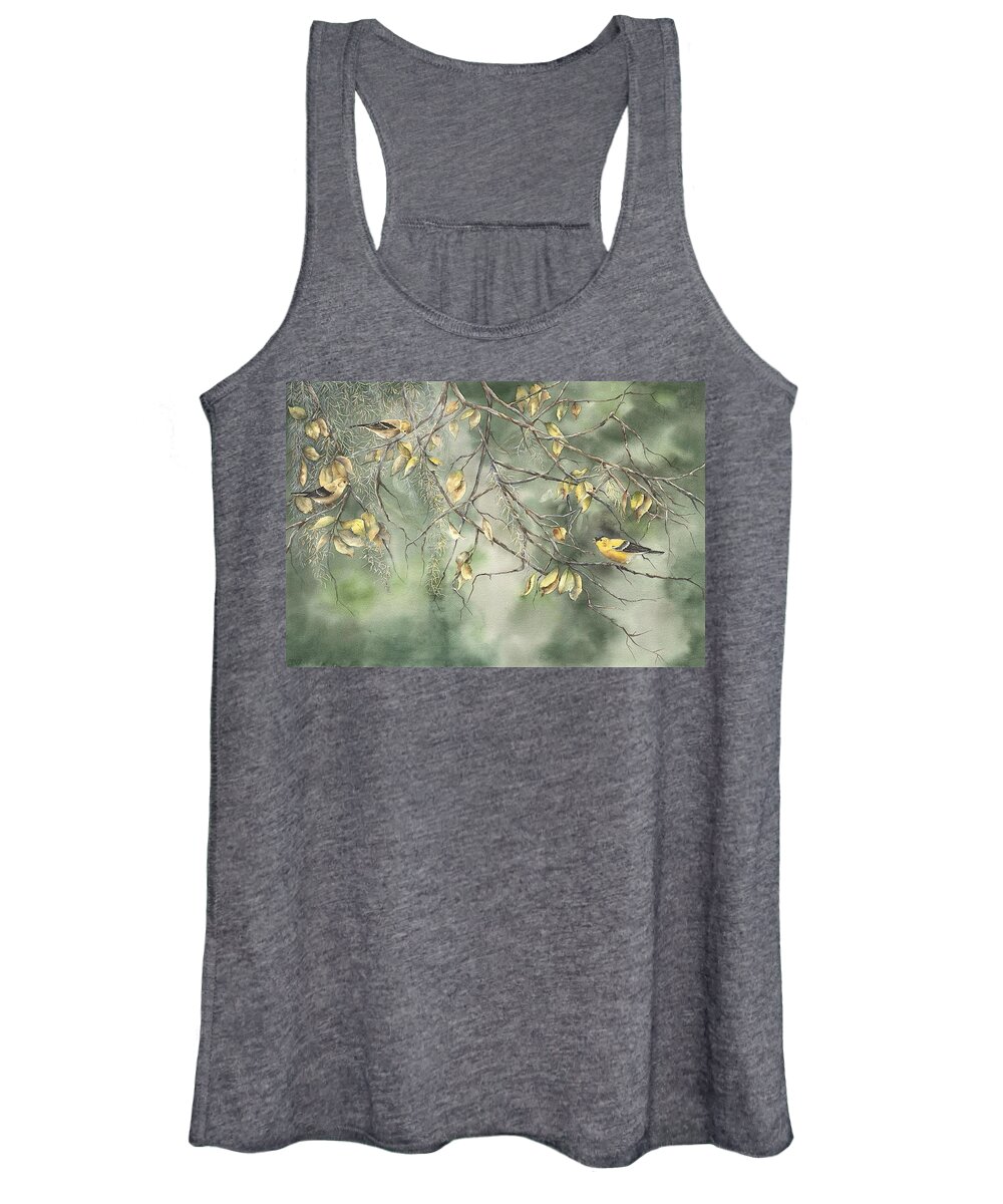Yellow Finch Women's Tank Top featuring the painting Yellow Finch by Mary McCullah
