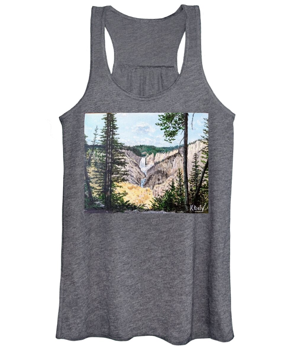Wyoming Women's Tank Top featuring the painting Yellowstone Falls by Kevin Daly