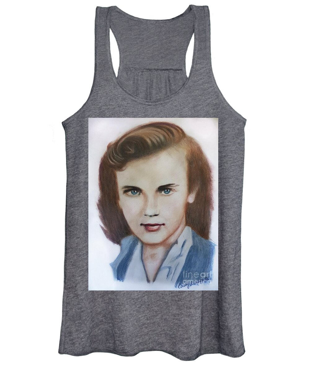 Female Women's Tank Top featuring the drawing Young Elizabeth by Cassy Allsworth