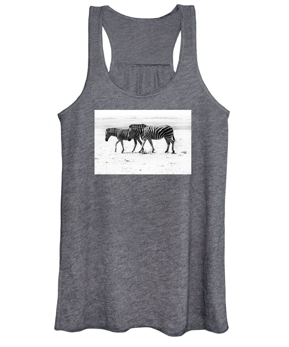 Black And White Women's Tank Top featuring the photograph Zebra Couple by Parushka Moodley