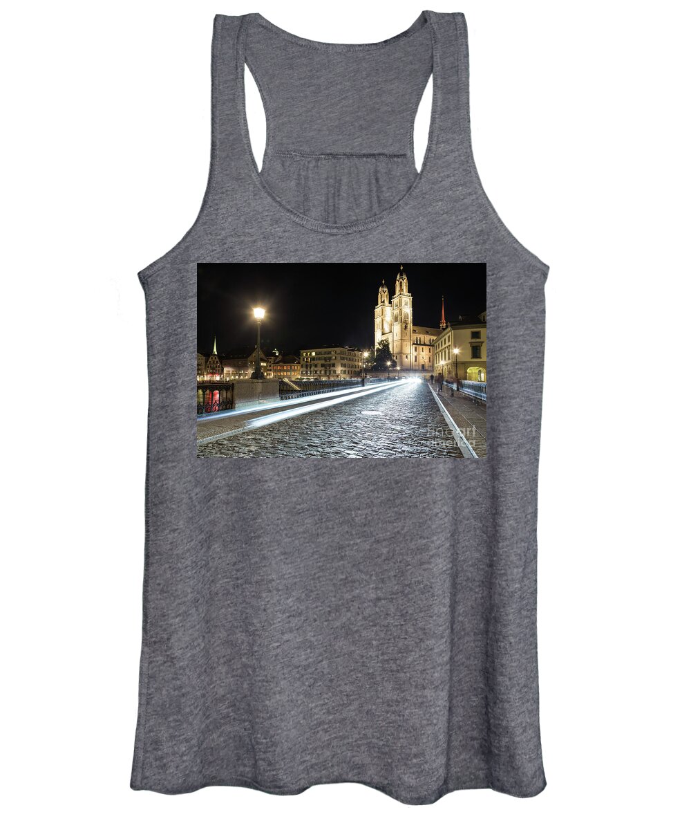 Europe Women's Tank Top featuring the photograph Zurich night rush in old town by Didier Marti