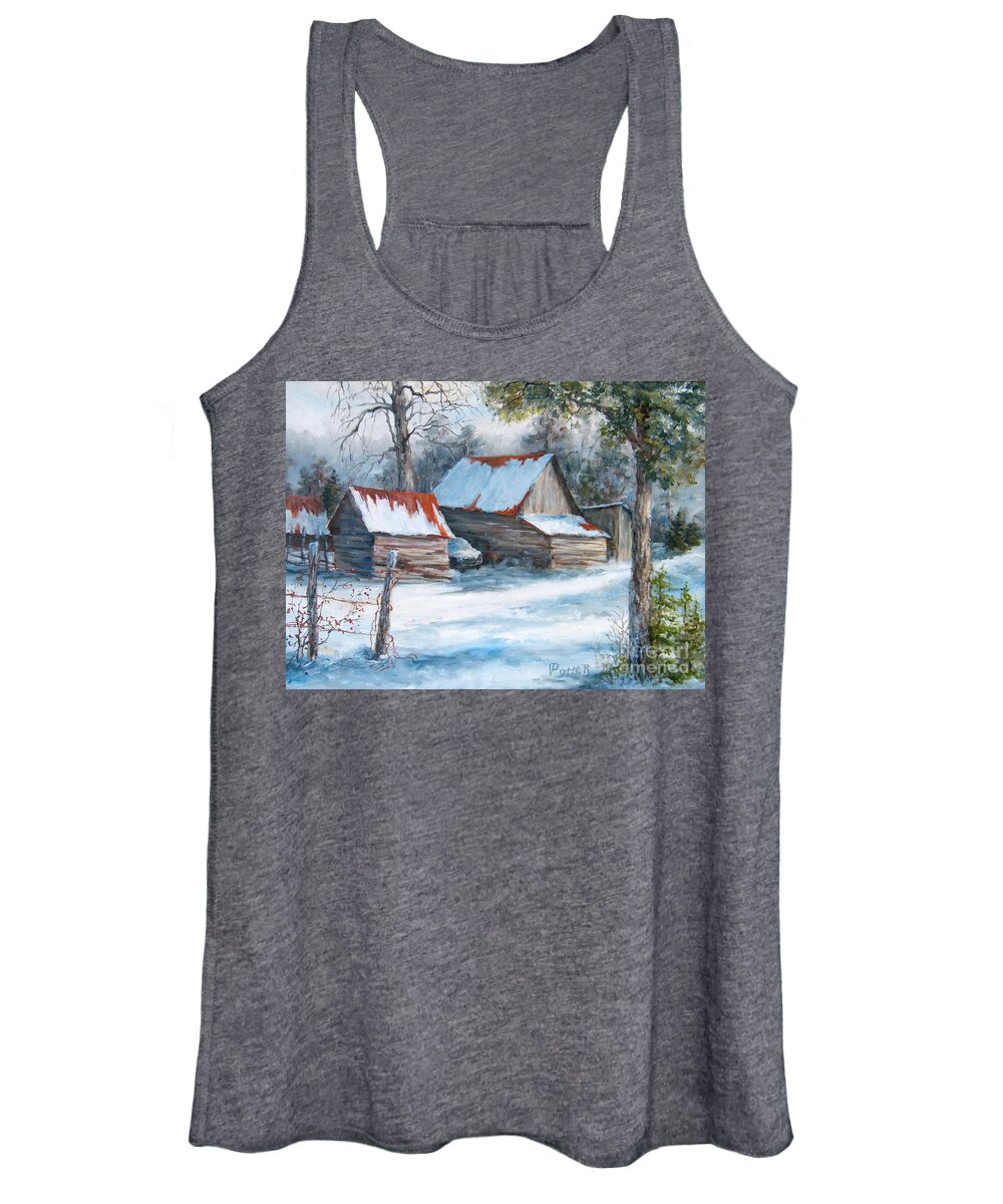 Barns Women's Tank Top featuring the painting All Our Yesterdays #1 by Virginia Potter
