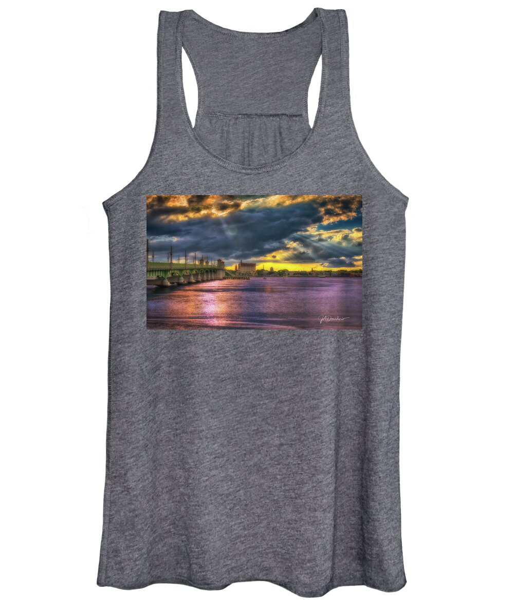 St. Augustine Women's Tank Top featuring the photograph Bridge of Lions Sunset #1 by Joseph Desiderio