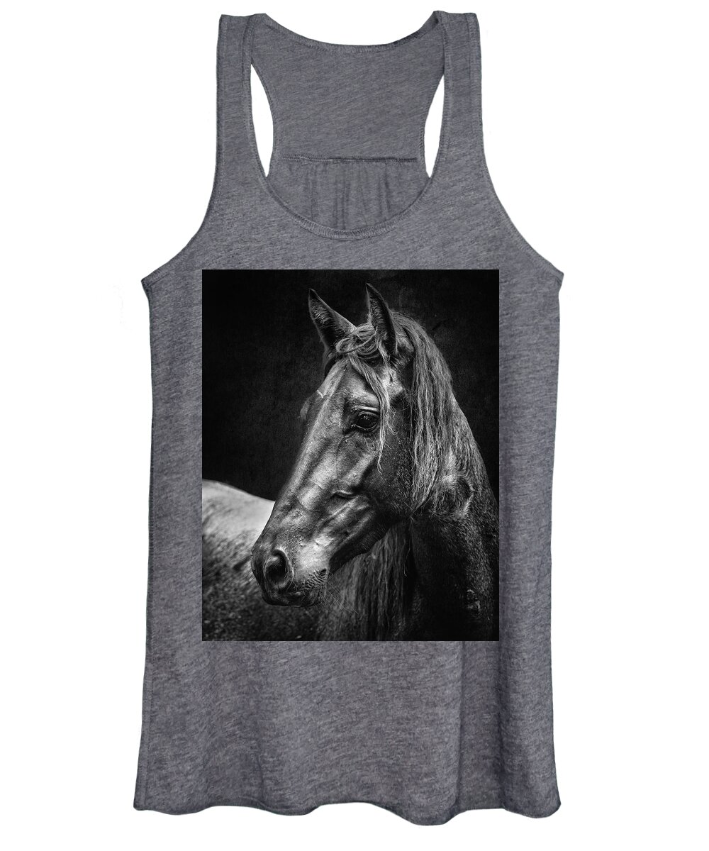 Horse Women's Tank Top featuring the photograph Dark Horse #1 by Ron McGinnis