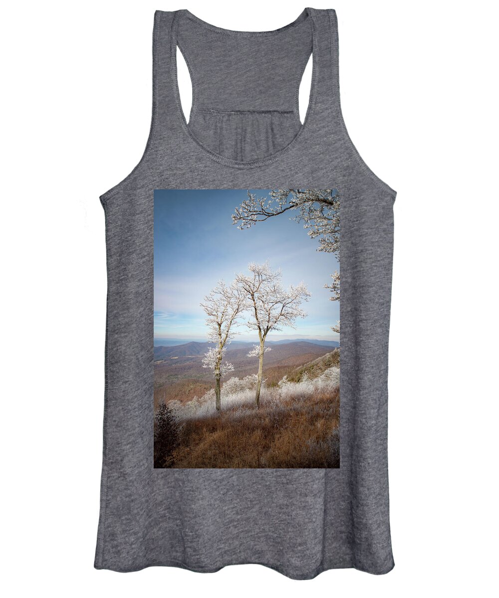 Blue Ridge Women's Tank Top featuring the photograph Hoarfrost Gathers #1 by Mark Duehmig