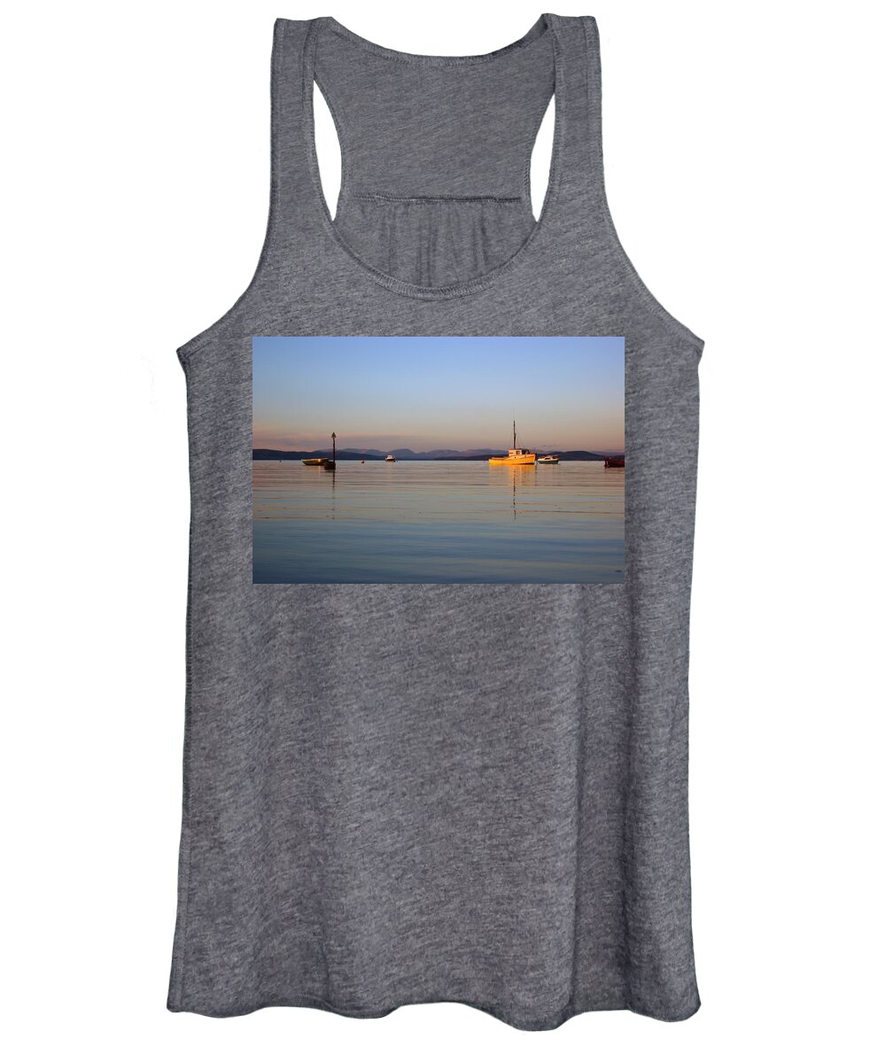 Lancashire Women's Tank Top featuring the photograph 10/11/13 MORECAMBE. Fishing Boats Moored In The Bay. by Lachlan Main