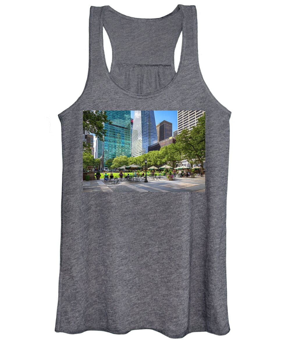 Estock Women's Tank Top featuring the digital art Outdoor Seating, Bryant Park, Nyc #2 by Lumiere
