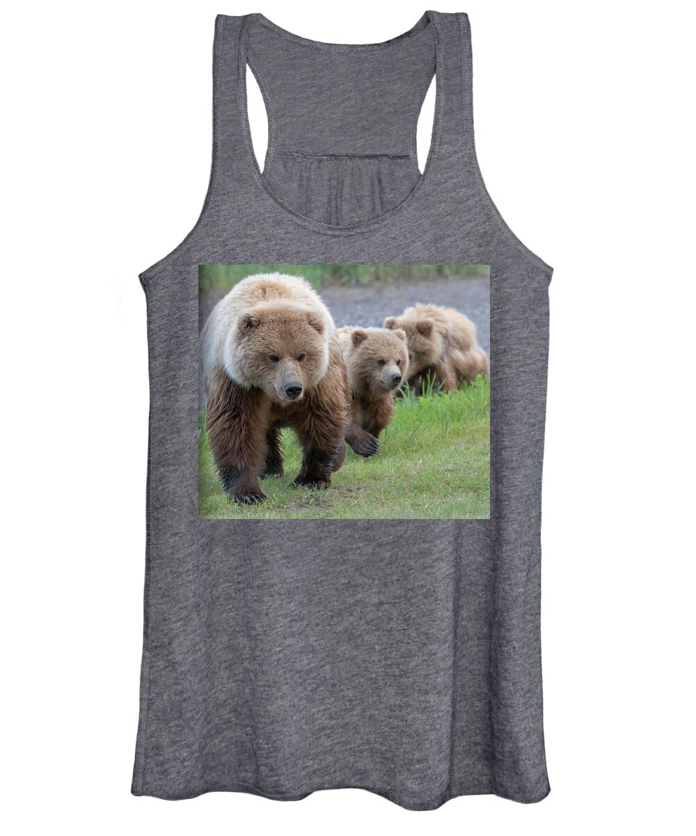 Bear Women's Tank Top featuring the photograph A family approaches by Mark Hunter
