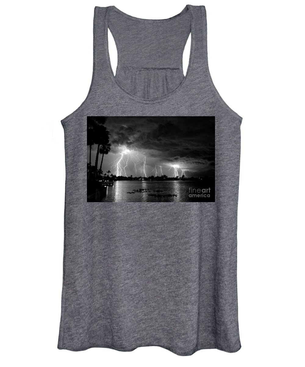 Black And White Women's Tank Top featuring the photograph A Magical Night B and W by Quinn Sedam