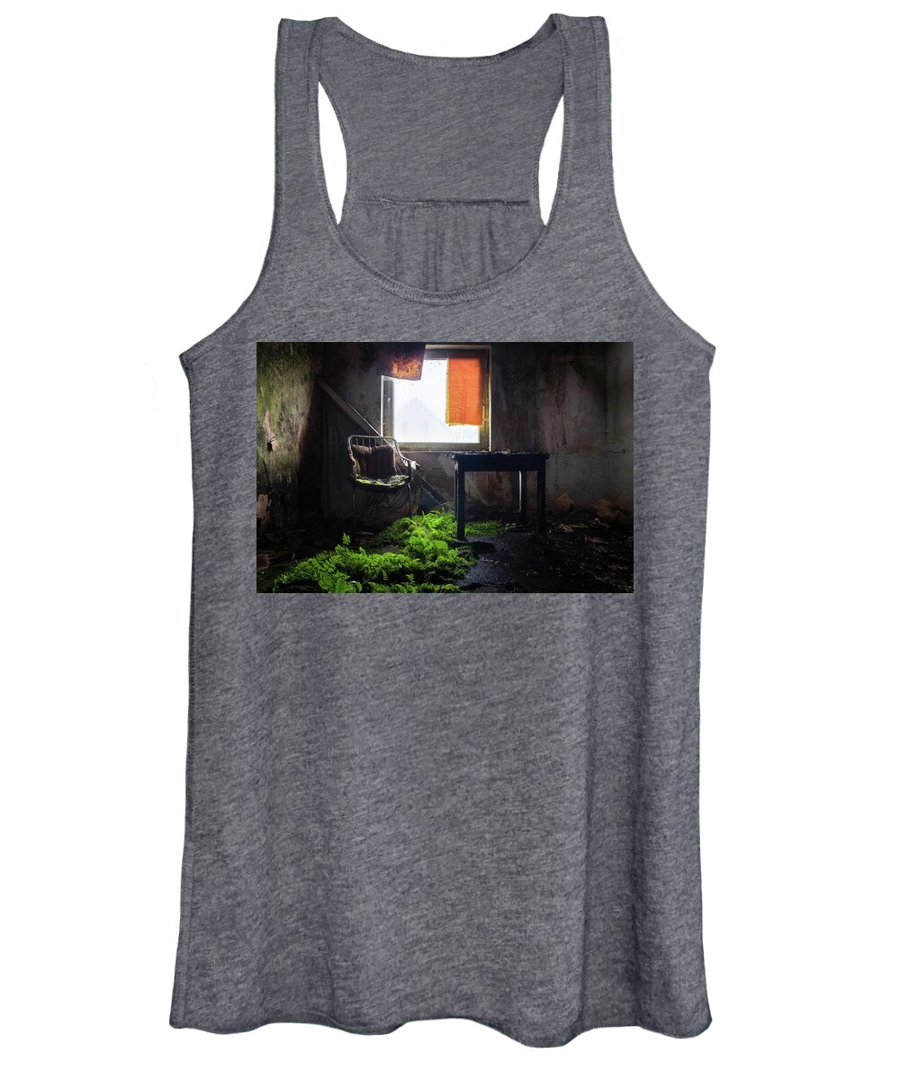 Abandoned Women's Tank Top featuring the photograph Abandoned Room with Plants by Roman Robroek
