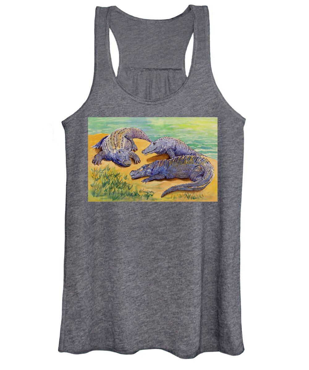 Alligator Women's Tank Top featuring the painting Alligator Storytime by Margaret Zabor