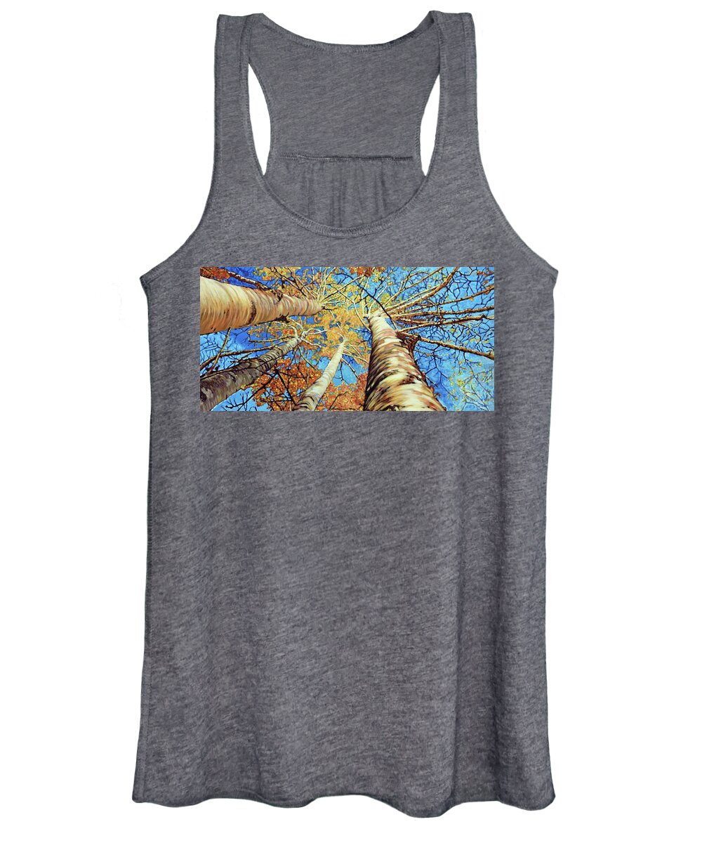 Aspens Women's Tank Top featuring the painting Aspens in Colorado by John Lautermilch