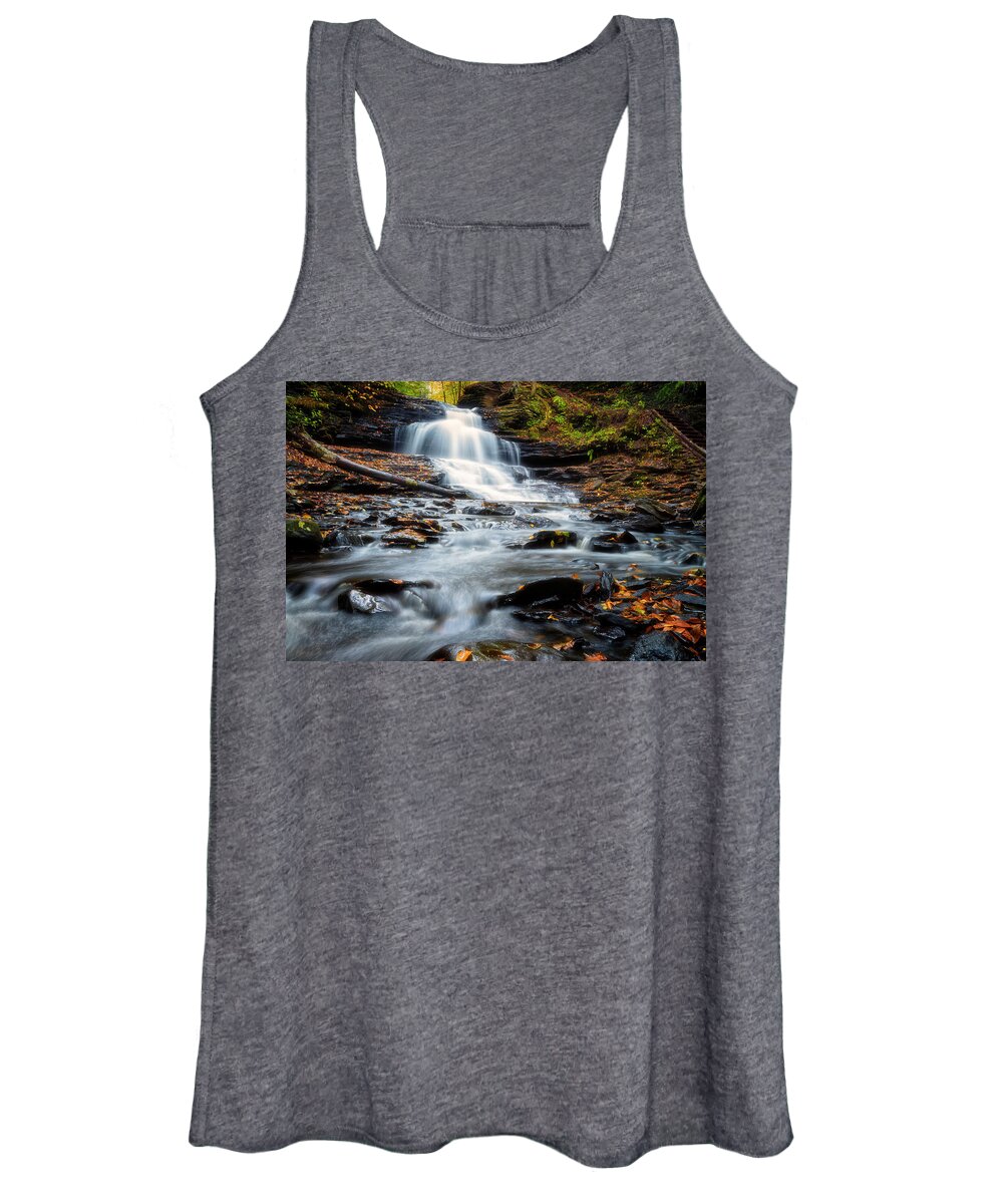 Ricketts Glen State Park Women's Tank Top featuring the photograph Autumn Days by Russell Pugh