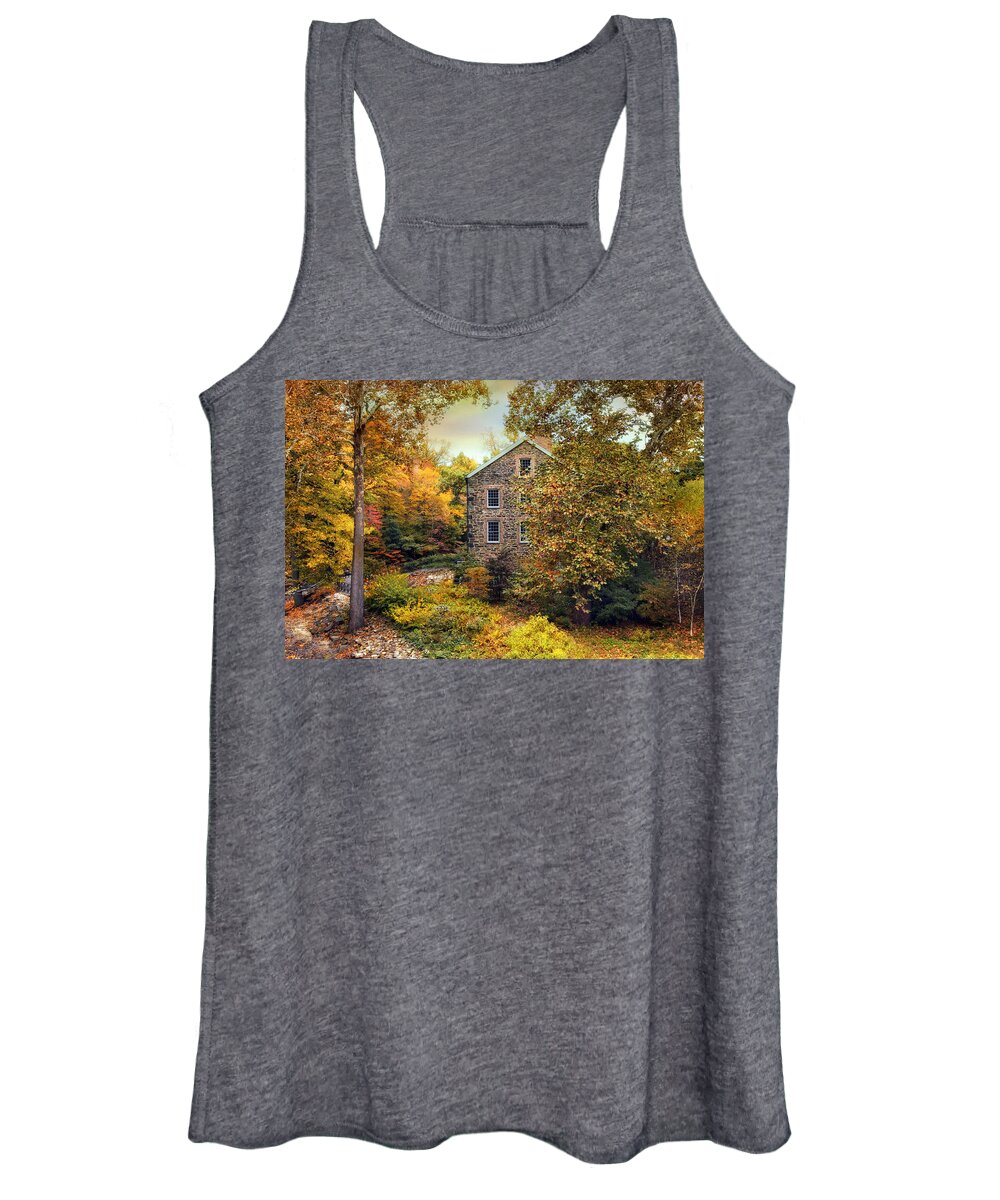 Autumn Women's Tank Top featuring the photograph Autumn Stone Mill by Jessica Jenney